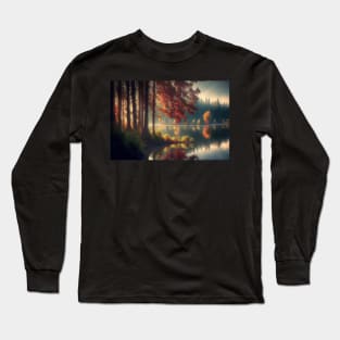 Classic Landscape of Trees and a Lake Art Long Sleeve T-Shirt